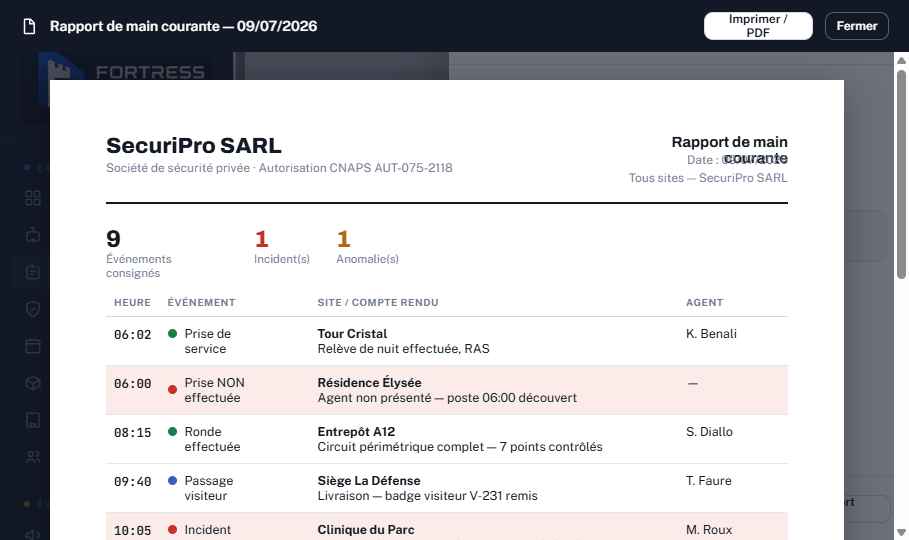 Rapport de main courante